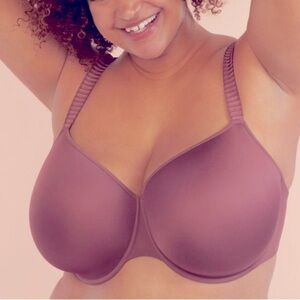 ThirdLove Eyelash Satin Lace Power Mesh Plunge Bra Sz 40E Soft Mauve